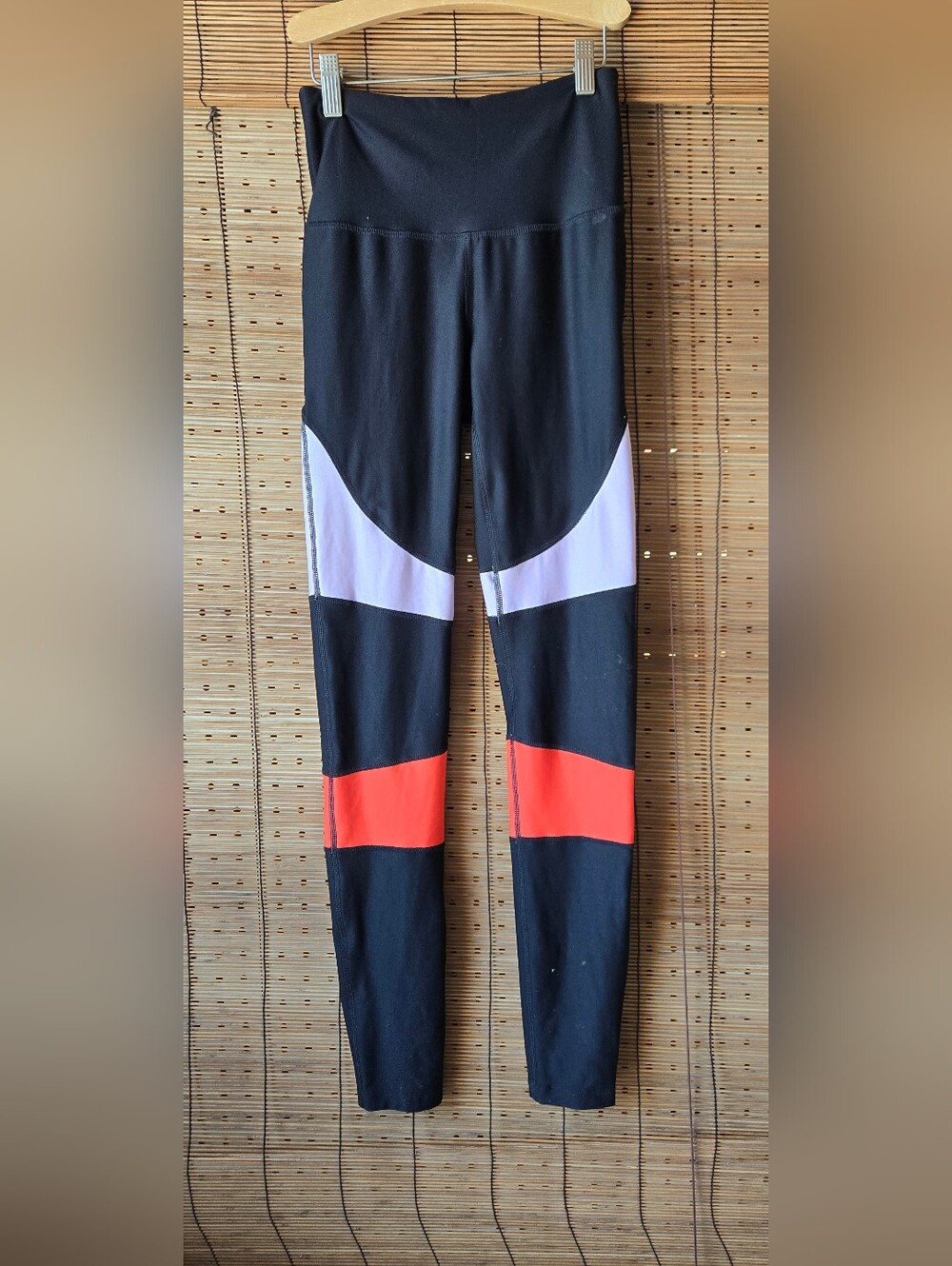 JoyLab Women's XS High Rise Colorblock Athletic Leggings Black White Orange Runn